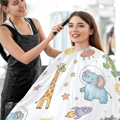 Burbuja Capa de Barbería Cute Animals, capa de corte de cabello con cuello ajustable, impermeable de poliéster para salón, unisex adultos miniatura 7