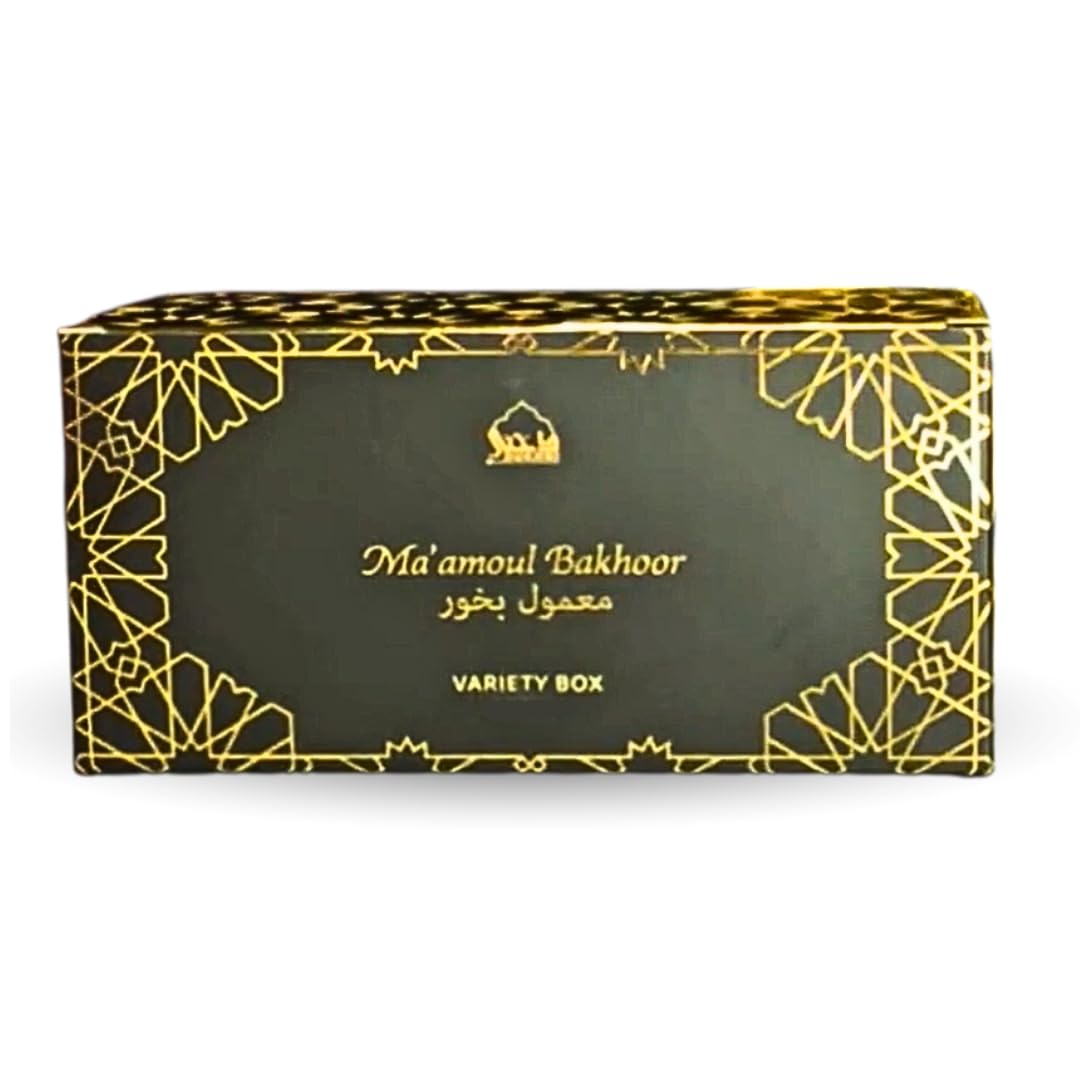 Maamoul Bakhoor Variety Box by Dukhni | Discovery Kit, Gift Set, Ramadan Hamper & Eid Gift | Authentic Assorted Arabic Oud Incense |20 pcs Bakhoor, 4 Luxurious Long-Lasting scents |دخني عود بخور