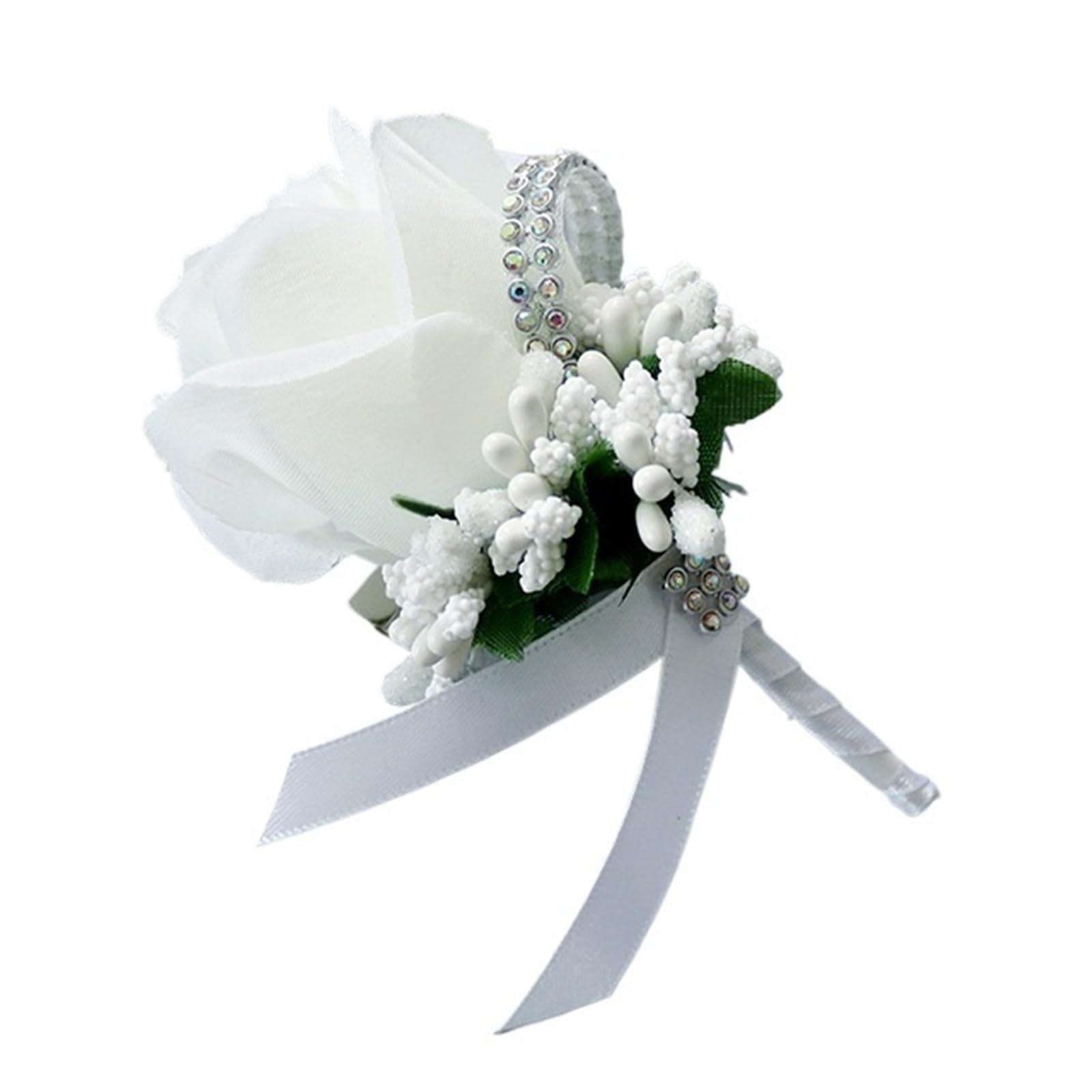 MQFBNNP Wedding boutonniere Bride Groom Corsage Artificial Silk Rose Boutonniere(Color 6)