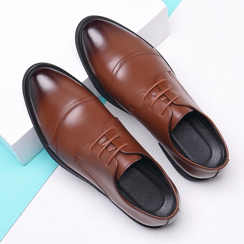 Formal Oxford Shoes for Men's Burnished Leather Heel Non Slip Anti-Slip Low Top Rubber Sole Uniform Pointed Toe Classic Lace Up Comfort Orthopedic3