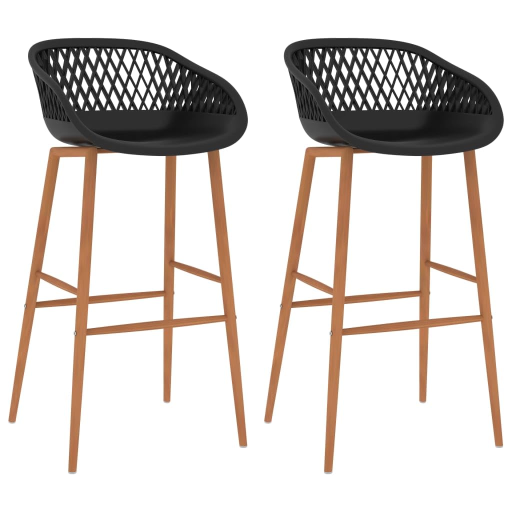 vidaXL 2X Taburetes de Cocina Muebles Interior Sillas Asientos Altas de Bar Barra Bistró Mostrador Hogar Pub Respaldo Comedor Casa Negro