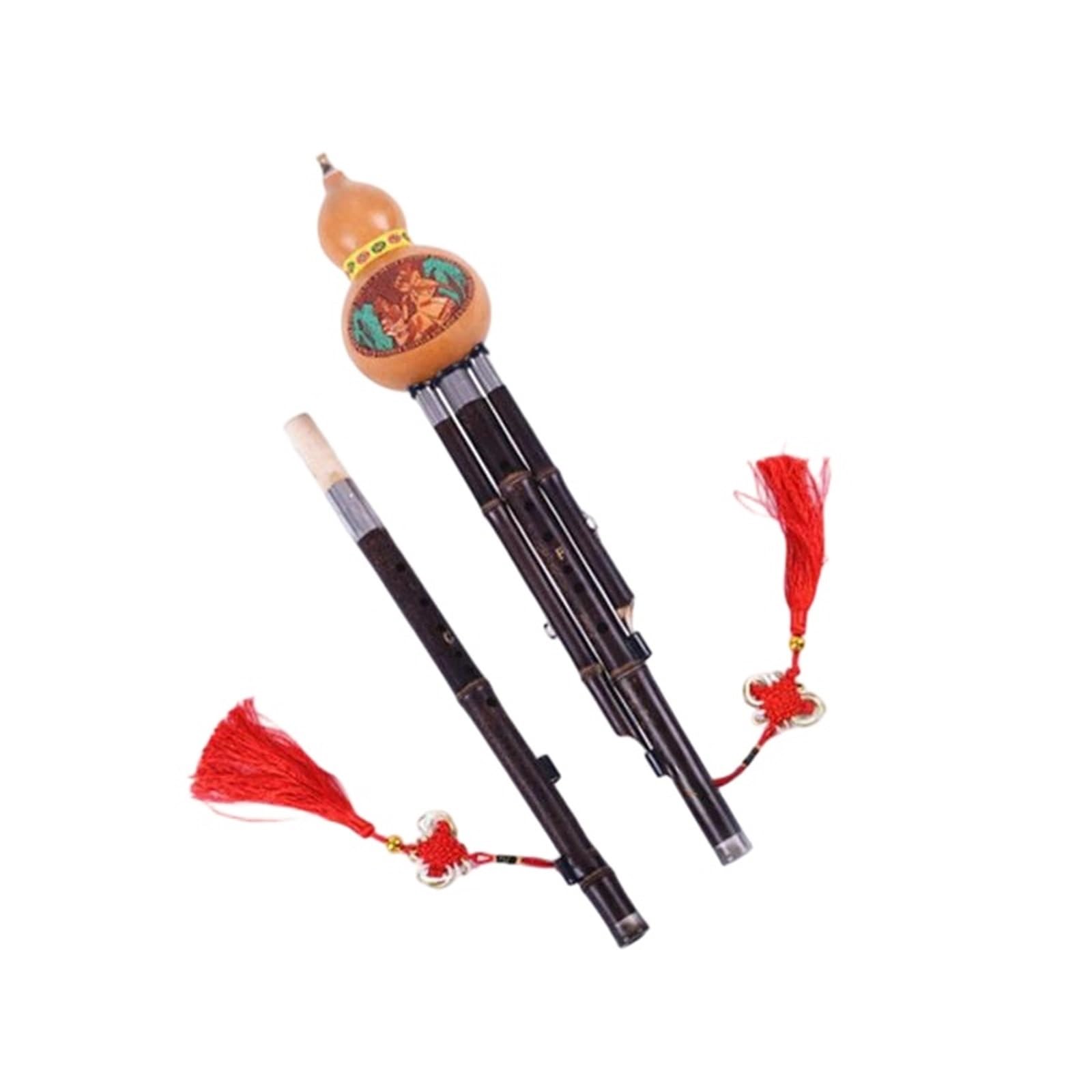 Hulusi Instrument Dwutonowy Flet Hulusi Fioletowy Bambusowy Podwójny Róg CB Kluczowy Instrument FG Klucz(F and G pipe)