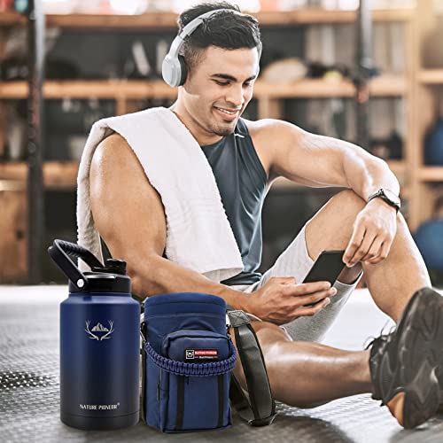 Image of NATURE PIONEOR 1 Gallon (128oz) Insulated Water Bottle Jug with Carrier Bag