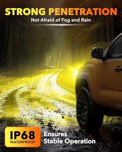 Image of OXILAM H11 Fog Bulbs Yellow Light, 1200% Brighter Amber Fog Lights, Full Illumination No Dark Spot, 1:1 Design Wireless Plug & Play, IP68 Waterproof, Pack of 2