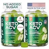 Apple Cider Vinegar Gummies 1000 Mg (2 Pack) - Keto ACV Gummies for Weight Loss, Belly Fat, Craving Control - ACV, Beet FOS Fiber for Gut, Digestion Health, Less Bloating - Sugar Free -Kelly Clarkson