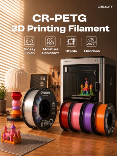 Image of Creality PETG 3D Printing Filament 1.75mm, Excellent Toughness High Precision, Odorless Non-Toxic Moistureproof, 1kg(2.2lbs) Glossy PETG Filament for 3D Printer (Transparent)