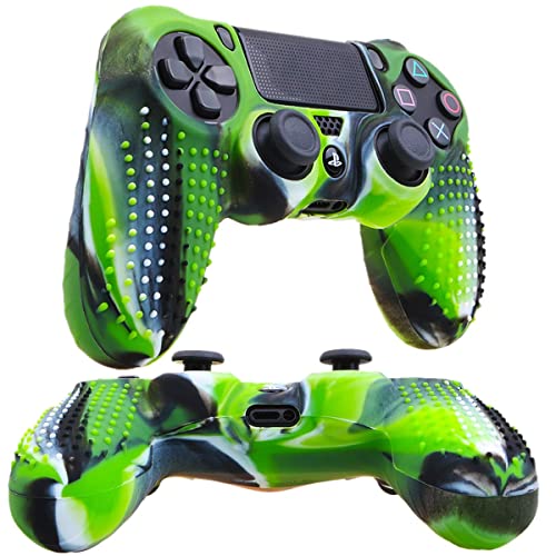 Image of PSS Studded Dots Silicone Rubber Gel Customizing Cover for PS4 /slim /Pro Dualshock 4 Controller Soft Silicone Case Cover Gel Skin Protective for PS4 Wireless Controller (Green Como Dot)