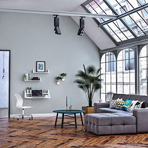 Fytz Design Reversible Wall Desk, White Floating Desk with Wall Mounted Shelf for Computer, Home, Office, Bedroom, Living, Kitchen and Study - L