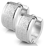 ✔ Außergewöhnliche Creolen Ohrringe mit sandgestrahltem Mittelteil - wählbar in 4 Farben