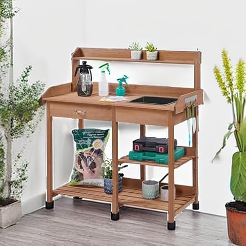 image for Yaheetech Potting Bench Outdoor Garden Work Bench Station Planting Sol