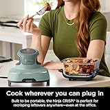 Ninja Crispi Air Fryer, Microwave, Freezer & Dishwasher Safe, Non Toxic Glass Portable Cooking System, 4 QT & 6 Cup Glass Containers with Storage Lids, Easy Meals, Air Fry, Bake, Green, FN101SG