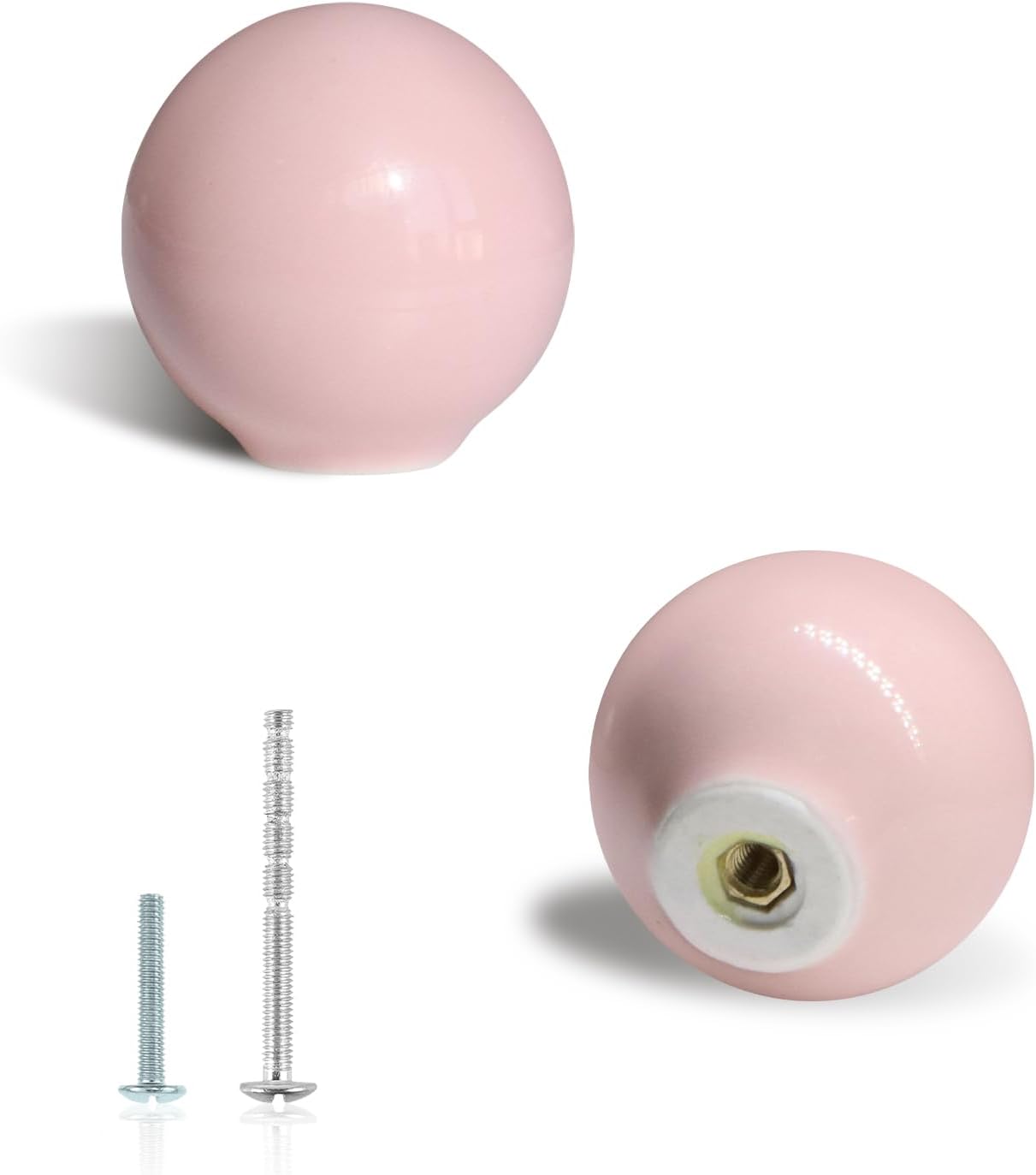 10 Pack Pink Dresser Knobs 1" Ceramic Cabinet Knobs Cute Colorful Single Hole Pulls for Drawer 27mm Round Cupboard Handles for Children's Room Kitchen Wardrobe Cabinet Bathroom