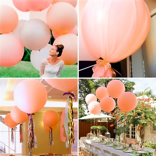 Image of PartyWoo Pastel Orange Balloons 4 pcs 36 Inch Extra Large Big Jumbo Giant Baby Pale Light Peach Orange Pink Latex Helium Balloons for Baby Shower Gender Reveal Birthday Party Decorations Orange-Q02