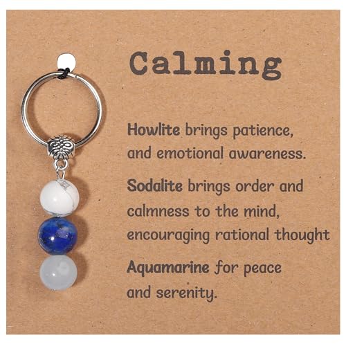 GINAZL Calming Gifts for Women, Natural Healing Crystals Keychain Stress Relief Gift Health and...