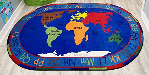Alfombra Ovalada Mapa Mundo 4' x 6' KIDCARPET.COM miniatura 2