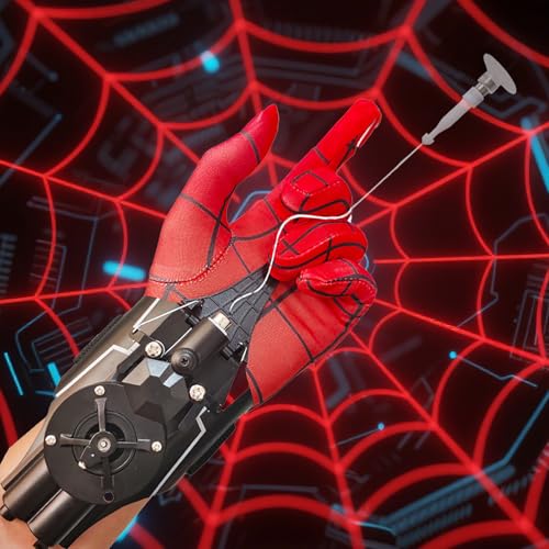 El Mejor Listado de Telaraña de spiderman favoritos de las personas. 47 Erdizhu Spider String Shooter Toy - Lanzador de red con guantes, guantes de cuerda, juguetes para juegos de rol de superhéroes (negro)