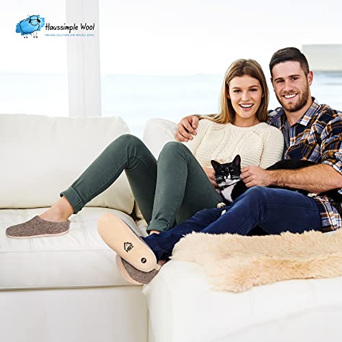 Image of Wool Indoor Slippers - Natural Organic Wool, Genuine Leather Sole, Handmade in Nepal - Cozy, Warm, Soft, Unisex Non-Slip House Shoes for Men & Women - Perfect for Winter Comfort