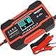 10A Autobatterie Ladegerät, 12V/24V Smart vollautomatische KFZ Batterieladegerät mit Temperaturkompensation für Auto LKW Motorrad Rasenmäher Boot Marine Batterien Rot