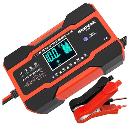 NEXPEAK NC201 10-Amp Battery Charger, Smart Trickle Charger 12V 24V Car Battery Charger Fully Automatic Maintainer Desulfator w/Temp Compensation for Car Truck Lawn Mower Boat Marine Batteries