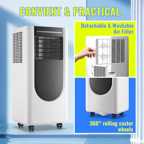 Image of Portable Air Conditioner 3 In 1 Portable AC with Remote Control 8000 BTU ASHRAE (4400 BTU SACC) Dehumidifier, Fan Mode Suit for Room up to 250 Sq. ft Black&White
