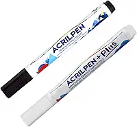 Caneta Para Tecido Acrilpen Acrilex - Kit Branco E Preto Branco E Preto