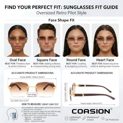 Image of COASION Fashion Rimless Frameless Sunglasses for Women Men Y2k Retro Sun Glasses Square Tinted Glasses