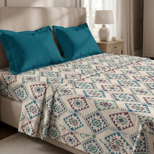 Image of MYTRIDENT Soft Comfort Bedsheet for Double Bed, 100% Cotton Bedsheet, 180 TC, Soft and Breathable, King Size Bedsheet with 2 Pillow Covers - Orna