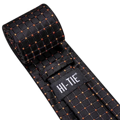 Image of Hi-Tie Men Ties Sets Silk Stripe Paisley Necktie Pocket Square Cufflinks for Business Wedding