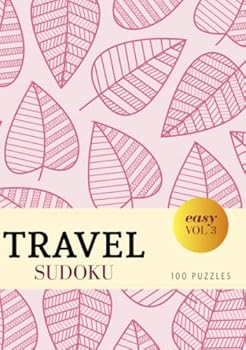 Paperback Travel Sudoku - Easy - 100 Puzzles: Pocket Sudoku Puzzle Book for Adults - Compact Size - Pink Leaves Book
