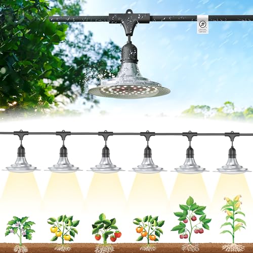 EVERYGROW Outdoor Grow Lights for Greenhouse Full Spectrum Greenhouse Grow Lights for Outdoor Plants IP65 Waterproof String Grow Light Outdoor UL Certified Daisy Chain LED Grow Light 21.3FT