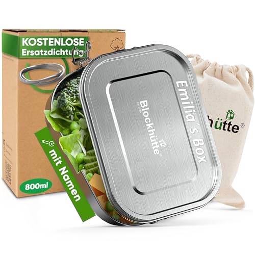 Blockhütte Personalisierte Lunchbox aus Edelstahl für Kinder und Erwachsene I 800 ml Lunchbox aus Metall I Metall-Bento-Boxen mit 2 beweglichen Trennwänden - Auslaufsichere Lunchbox - Langlebige Bento Blockhütte Personalisierte Lunchbox aus Edelstahl für Kinder und Erwachsene I 800 ml Lunchbox aus Metall I Metall-Bento-Boxen mit 2 beweglichen Trennwänden - Auslaufsichere Lunchbox - Langlebige Bento