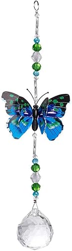 Queenbox Dije de prismas de bola de cristal de mariposa para ventanas, campanillas de jardín, espejo retrovisor de coche, adorno de decoración