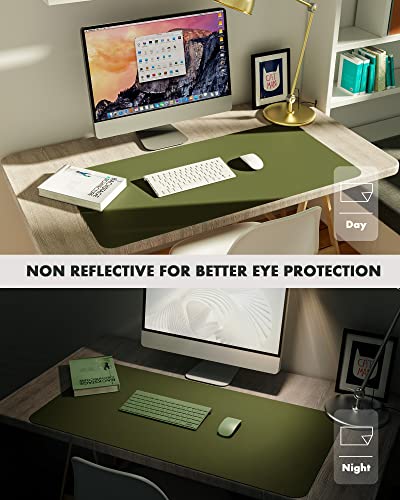 Image of YSAGi Eco Cork Desk Pad, Leather Deskpad, Double-Sided Desk Mat,Waterproof Large Mouse Pad, Non-Slip Mouse Mat, Laptop Desk Table Protector, Writing Pad for Office /Home(35.4 inchx17 inch,Olive Green+Cork)