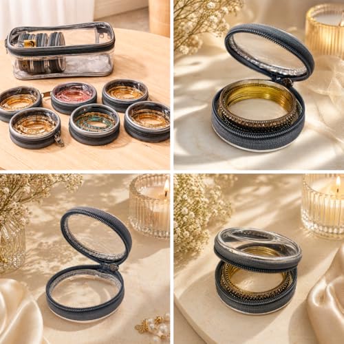 Image of Trendifly Set of 7 Transparent PVC Bangle Bracelet Chudi Case Organiser Box Pouch for Women | Multipurpose Travel Jewelry Earrings Rings Chain Storage Organizer