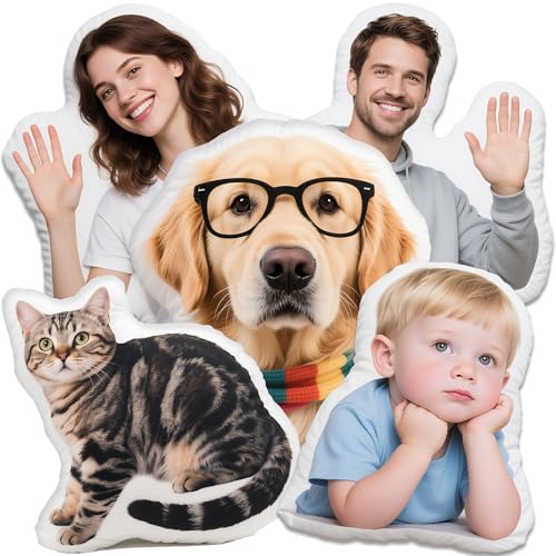 zyinoant Custom Pillow, Personalised Cushions with Photo, Personalized Dog & Cat Shaped Pillow Custom Stuffed Animal Pet Memorial Gifts Funny Gifts Home Décor (8-32 inches)