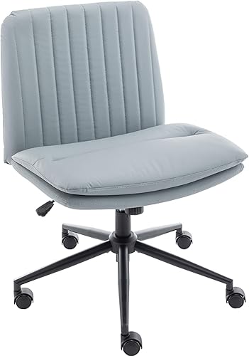 Riknuxi Silla cruzada con ruedas, sillas de escritorio de oficina en casa con base negra, silla de tocador moderna para el hogar, oficina,