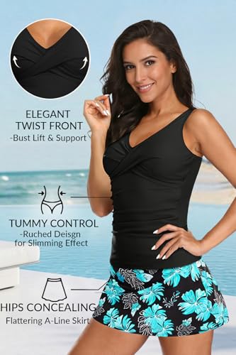 Image of Talisea Womens Tankini Bathing Suits with Skirt Two Piece Tummy Control Swimsuits Ladies Swimwear