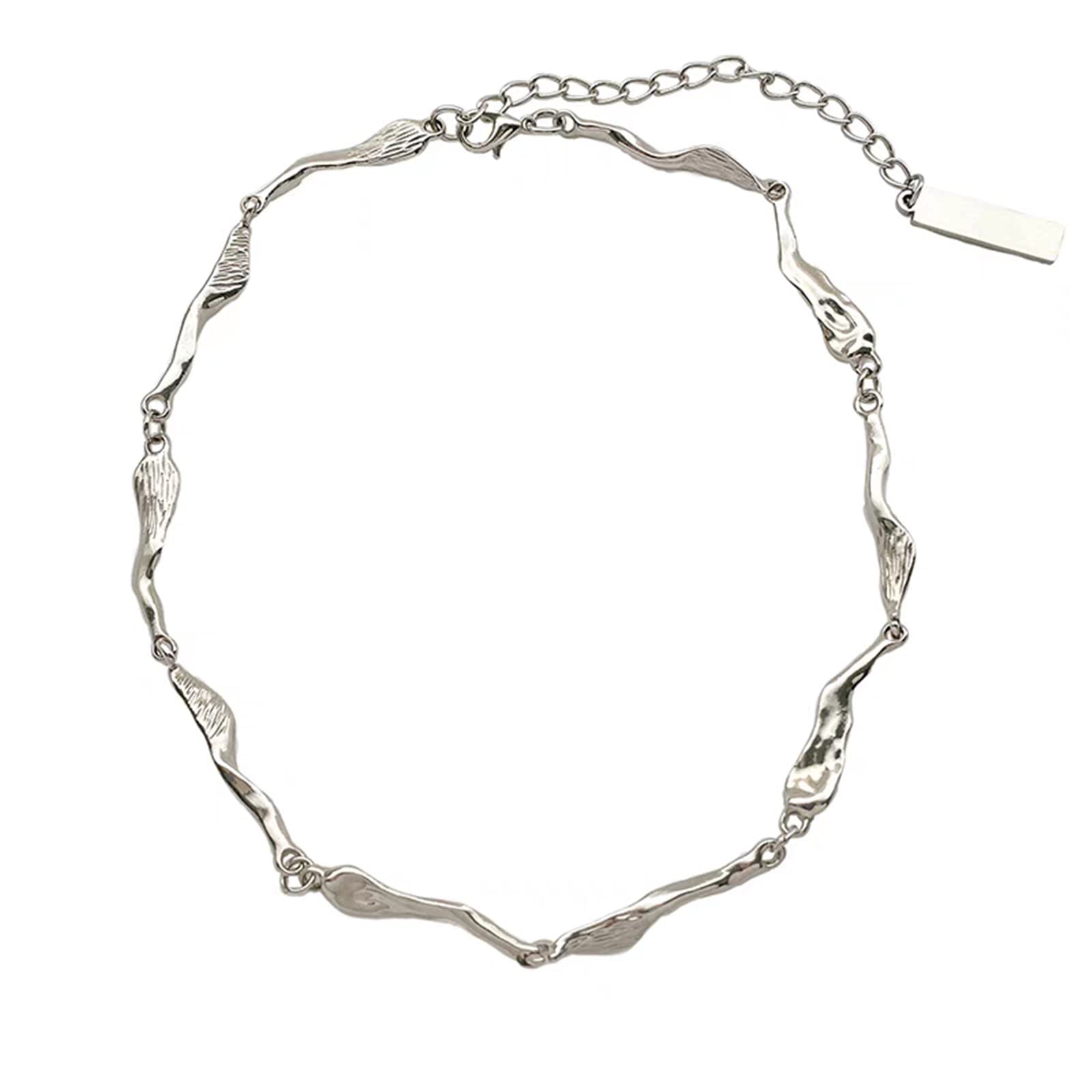 Buyongwant Minimalist Necklace Collar Chain Irregular Y2k Daily Versatile Fashion Jewelry for Women Silver