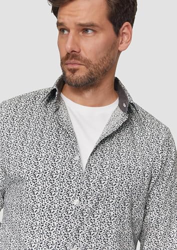 s.Oliver Herren Hemd – Slim Fit, Kentkragen, Langarm, All-Over-Print – Ansicht 3