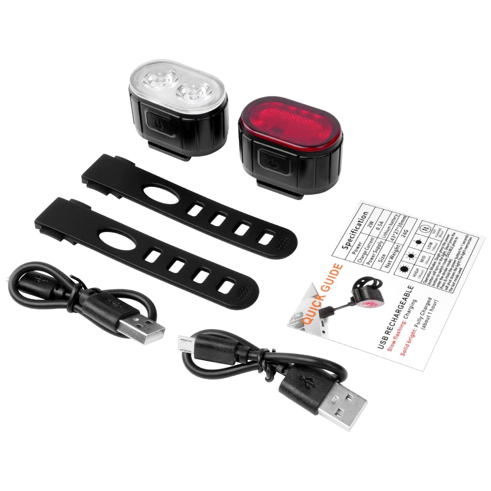 Flintronic Zestaw świateł rowerowych, oświetlenie rowerowe z możliwością ładowania USB, super jasne światła rowerowe przednie i tylne tylne światło LED dla bezpieczeństwa jazdy w nocy, wodoodporność