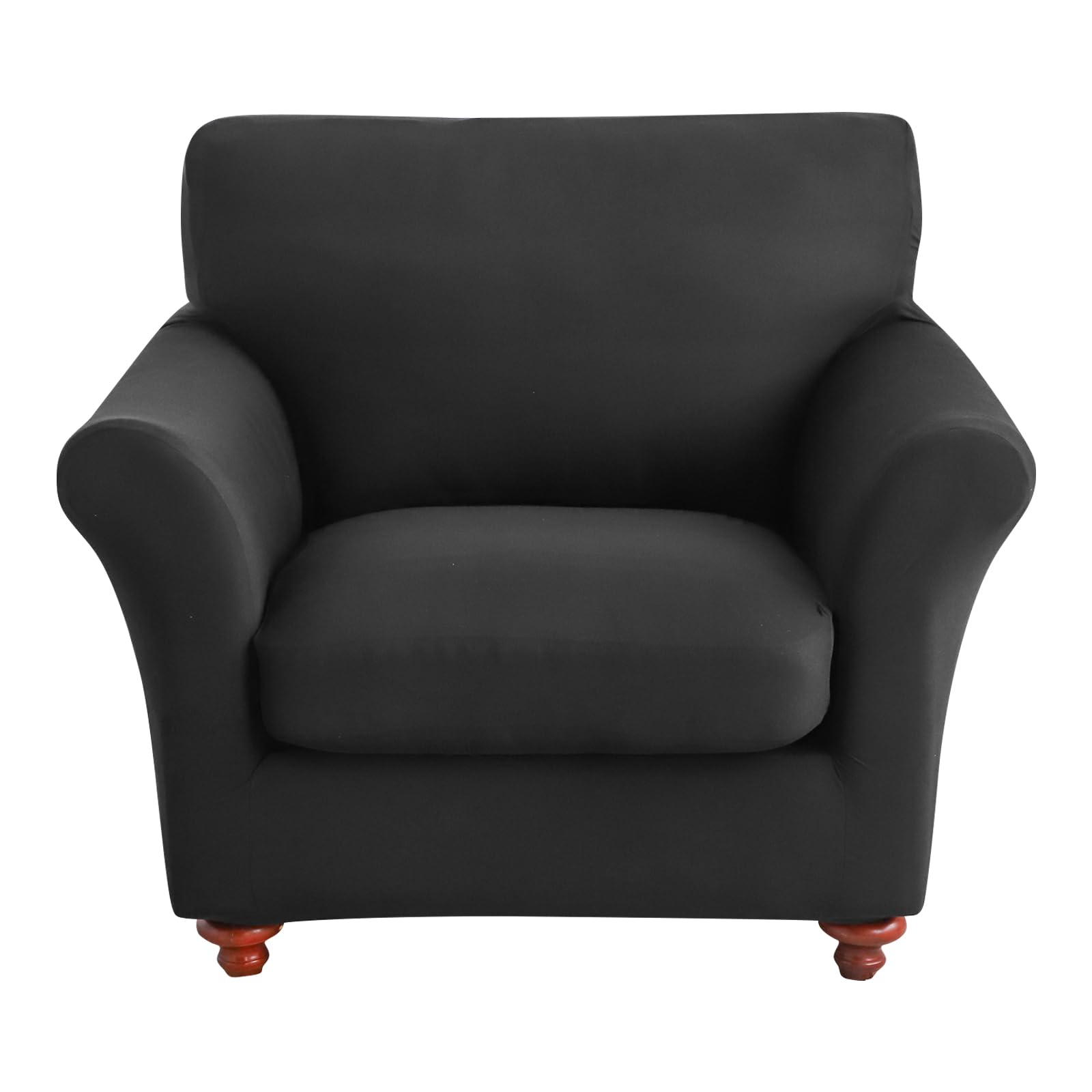 EVOLLER 2 Pieces Armchair Slipcover with Separate Chair Cushion Cover Black Single Couch Cover with 1 Cushion Slipcover Water Resistant Washable