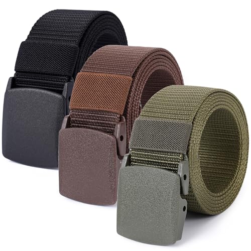 Mile High Life Cinturón de red de nylon Cinturón militar exterior Hebilla plástica segura TSA (511 negro - 510 marrón - 510 oliva 3 piezas)