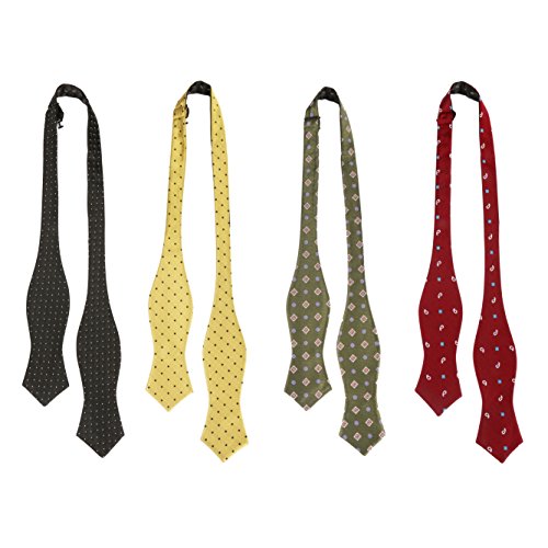 Zakka Republic 4pc Men Fashion Adjustable Diamond Tip Self Tied Bow Tie ASSORTED COLOR (PST-01)