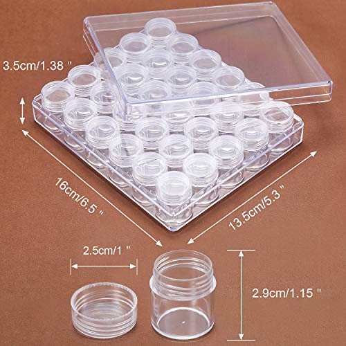 Image of Blulu 30 Bead Container Lidded Small Box, 1.15 x 1 Inch | Clear Plastic Jars for Diamond Painting Beads Jewelry Seeds Crafts, Organizer Case with Screw Top Lids