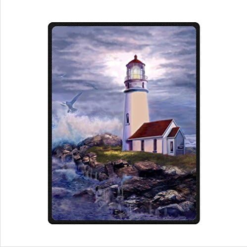 Personalized beautiful lighthouse design Fleece Blankets Throws 58 x 80 inches(Large)