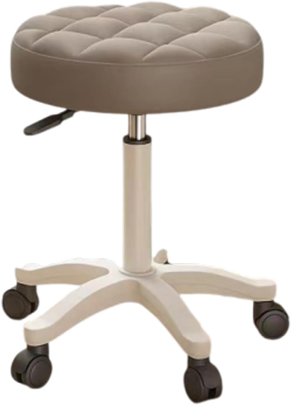 Round Rolling Stool Round Vanity Chair with Wheels, Salon Spa Roller Stools, Backless Swivel Chair, PU Leather Seat Padded, Adjustable,G