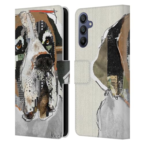 Head Case Designs Officially Licensed Michel Keck Saint Bernard Dogs 2 Leather Wallet Case Compatible with Samsung Galaxy A15