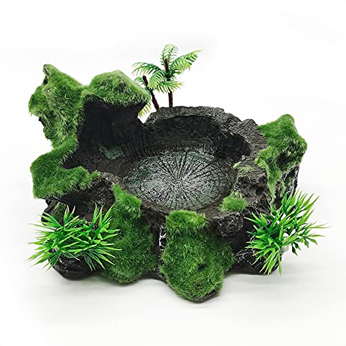 E.YOMOQGG Moos Dekoratives Reptil stabile Harzschale Lebensmittel Wasserschale Bartagame Gecko Eidechse Mahlzeit Wurmfutter Terrarium Habitat Cover