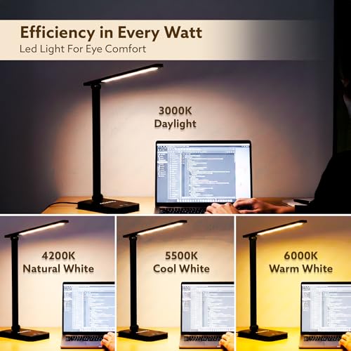 Image of AGARO Regal Study Table Lamp, 5W LED Desk Light, USB Type-C, Touch Control, Different Bright Modes, Touch Dimmer, 180 Adjustable Foldable Design, Energy Efficient, Eye-Friendly, for Study & Bed Room
