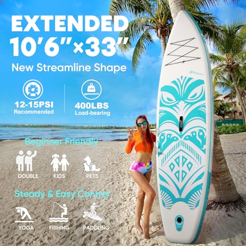 Image of Inflatable Paddle Board,Paddle Boards | Stable Design with Non-Slip Comfort Deck, Portable Travel Paddle Board